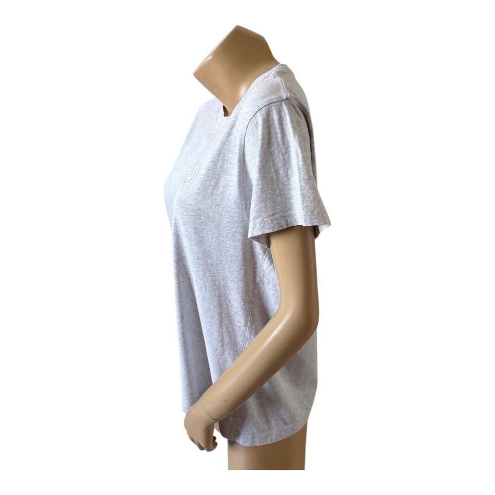 PINK Gray Cotton Crewneck T-Shirt White Logo Back Graphic Size XS - Picture 2 of 8